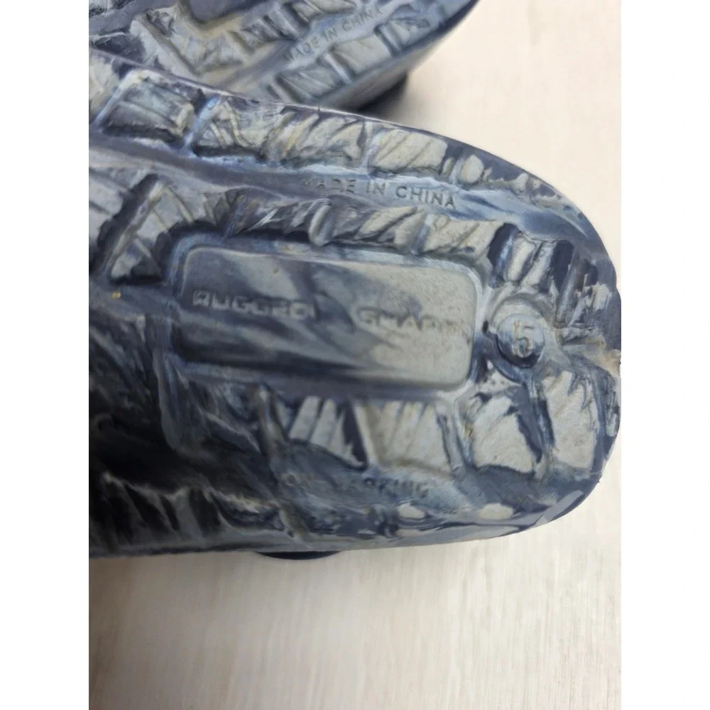 Rugged Shark Kids Blue Grey Marble Camo Clogs Slip On Water Shoes Size 5